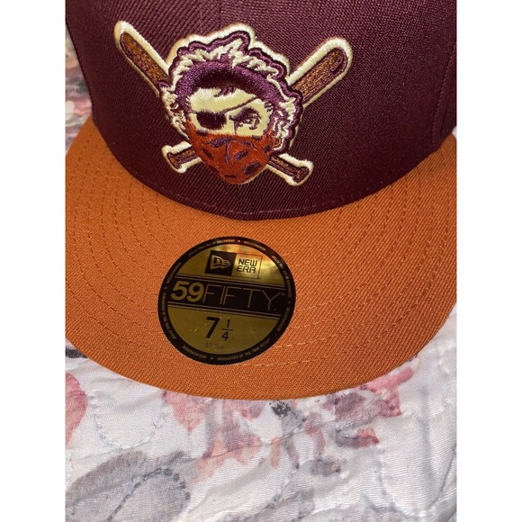 PITTSBURGH PIRATES 1887 EST YELLOW BRIM NEW ERA FITTED HAT Orange Mask 7 1/4 - Picture 3 of 9